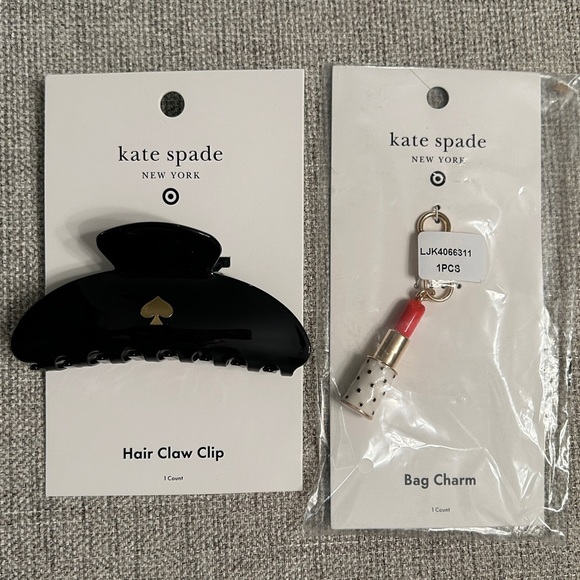 Set of Kate Spade x Target Black Claw Hair Clip + Lipstick Bag Charm Keychain - Picture 1 of 7